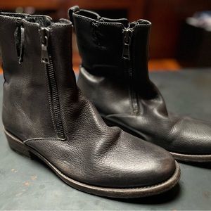 John Varvatos hand made boots from Italy. Dark gray with beautiful detail.